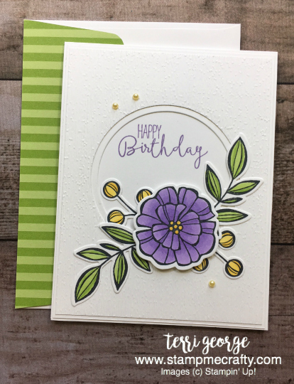 Falling Flowers, Abstract Impressions, Stampin' Up!, StampMeCrafty, Terri George Independent Stampin' Up! Demonstrator, Pals August Blog Hop, Stampin' Blends, Birthday Cards